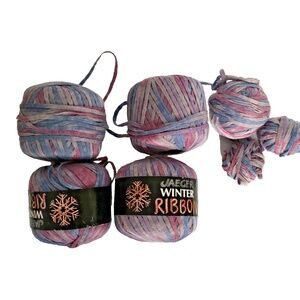 Lot of 4 Balls VINTAGE Yarn Jaeger Winter Ribbon Made Italy 50g Color 746 Wool B